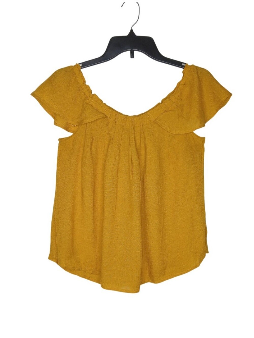 Speed Limit MPH Women's Mustard Ruffle-Trim Off-Shoulder Camisole